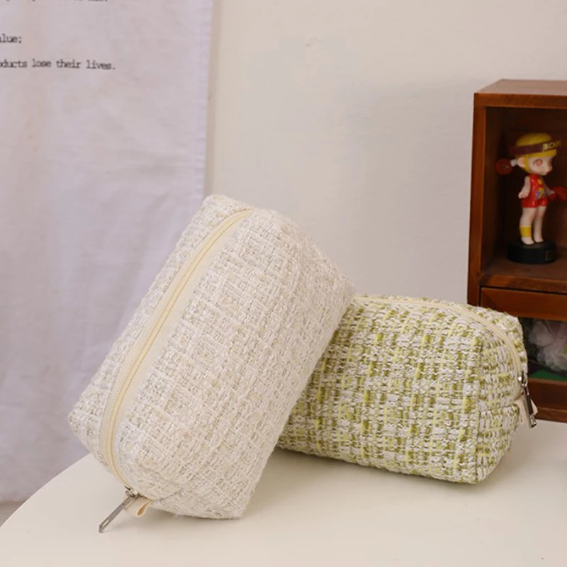 أسود قماش منقوشة حقيبة تخزين لمستحضرات التجميل ، السفر ، أحمر الشفاه ، ماكياج حقيبة يد ، منظم ، القرطاسية ، قلم رصاص الحالات ، الحقيبة حقيبة ، الفتيات لطيف ، 1X