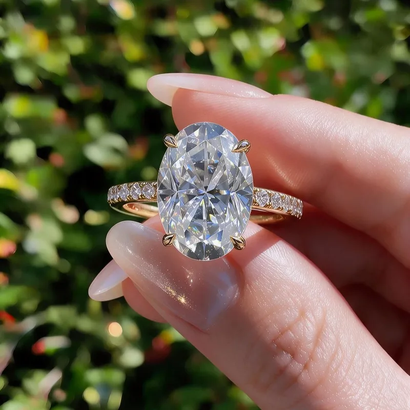 1 /2/3/5/8ct colorless moissanite oval cut ring S925 silver D white moissanite 4 prong vvs1 ring eternal  band for RING  women