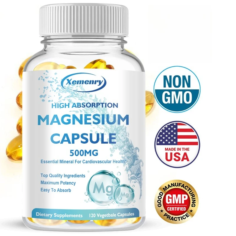 

Magnesium Capsules - Highly Absorbable, Supports Muscle Relaxation and Bone, Heart and Nerve Health, Improves Mood