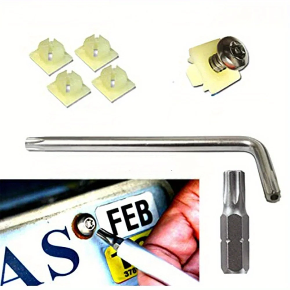 4 pcs/set Car License Plate Frame Fixing Screw Anti-theft American Standard License Plate Frame Screw Accessories