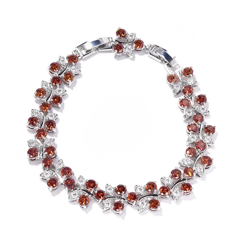 Gazing JewelryLight luxury fashion summer shine multi-color maple leaf bracelet women's clothing jewelry set wedding ball gift