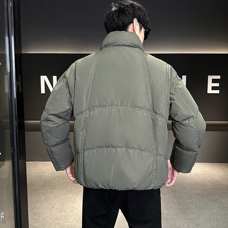 2024 New Winter Men's Down Jacket Men White Duck Coat Windproof Warm Travel Camping Overcoat Thicke Solid Color Hooded Male