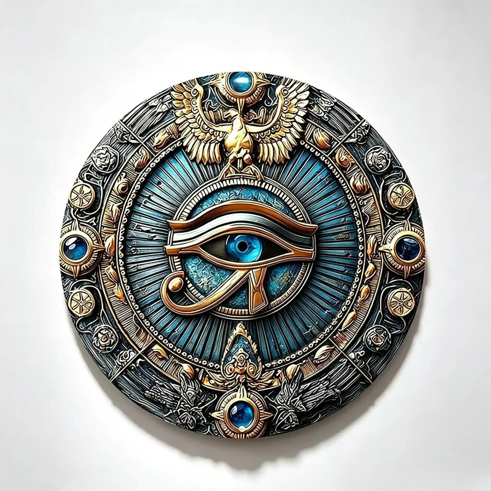 CIFBUY Retro Vintage Eye of Horus Aluminum Wall Art Weatherproof Durable Alloy Decor for Home Living Room Bedroom Bar Man Cave