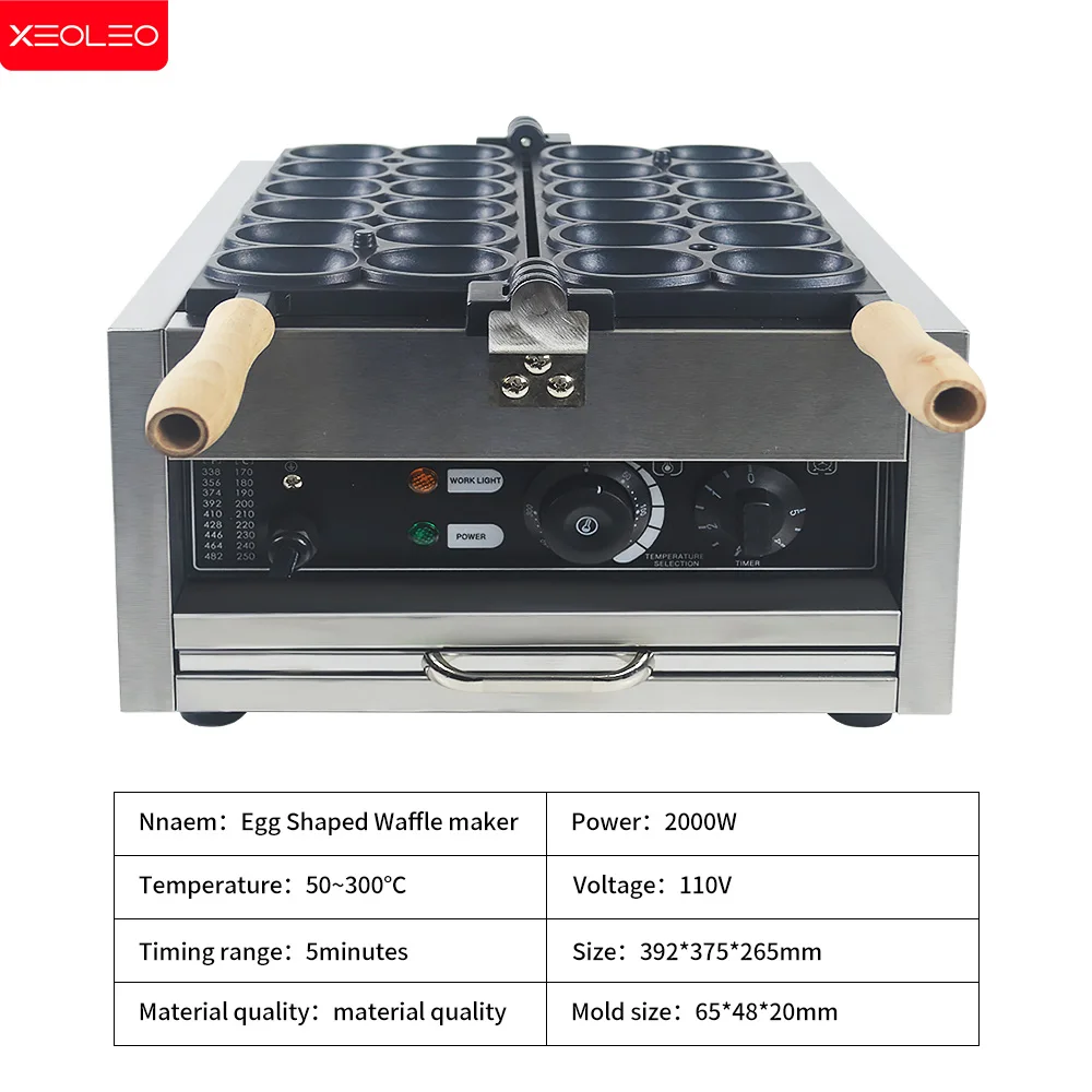 XEOLEO Commercial 12 Holes Goose Egg Shaped Waffle Makers 1800W Waffle Making Machine Electric Goose Egg Cake Machine Non-Stick