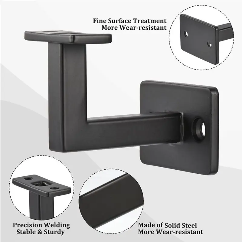 AT29-Wall Support Hand Rail Staircase Adjustable Railing Holder Bracket 1Set Black Stair Handrail Accessories