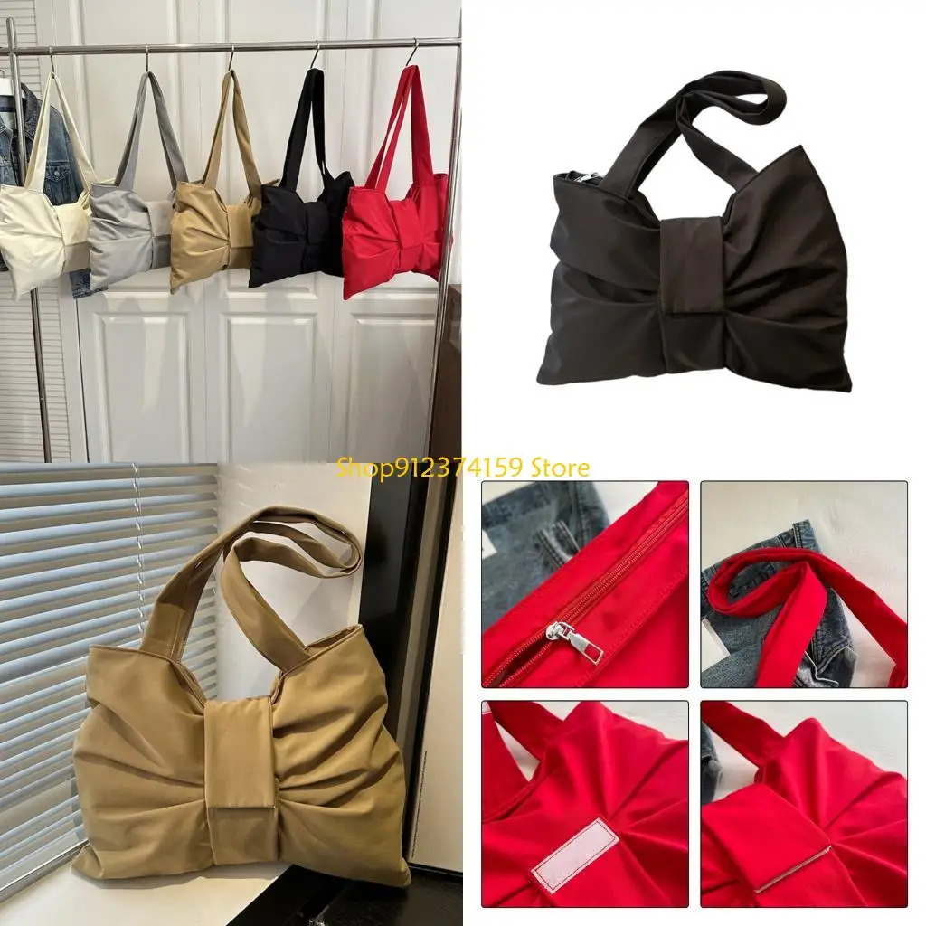 G5AE Fashion Bows Design Large Capacity Wear Resistant Nylon Underarm Bag For Everyday Use
