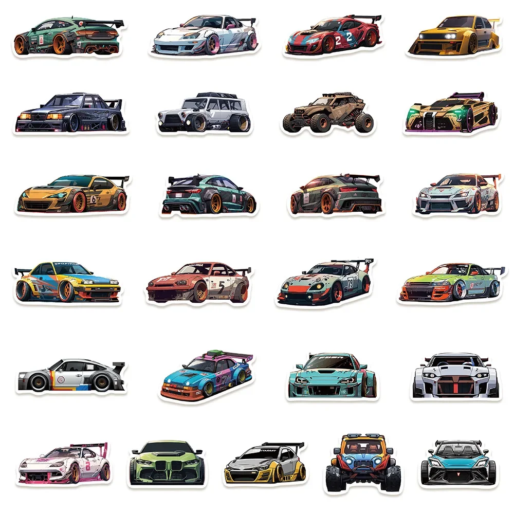 50PCS Retrofit Racing JDM Stickers Car Motorcycle Laptop Guitar Waterproof Graffiti Cool Sticker Decal Kid Classic Toys