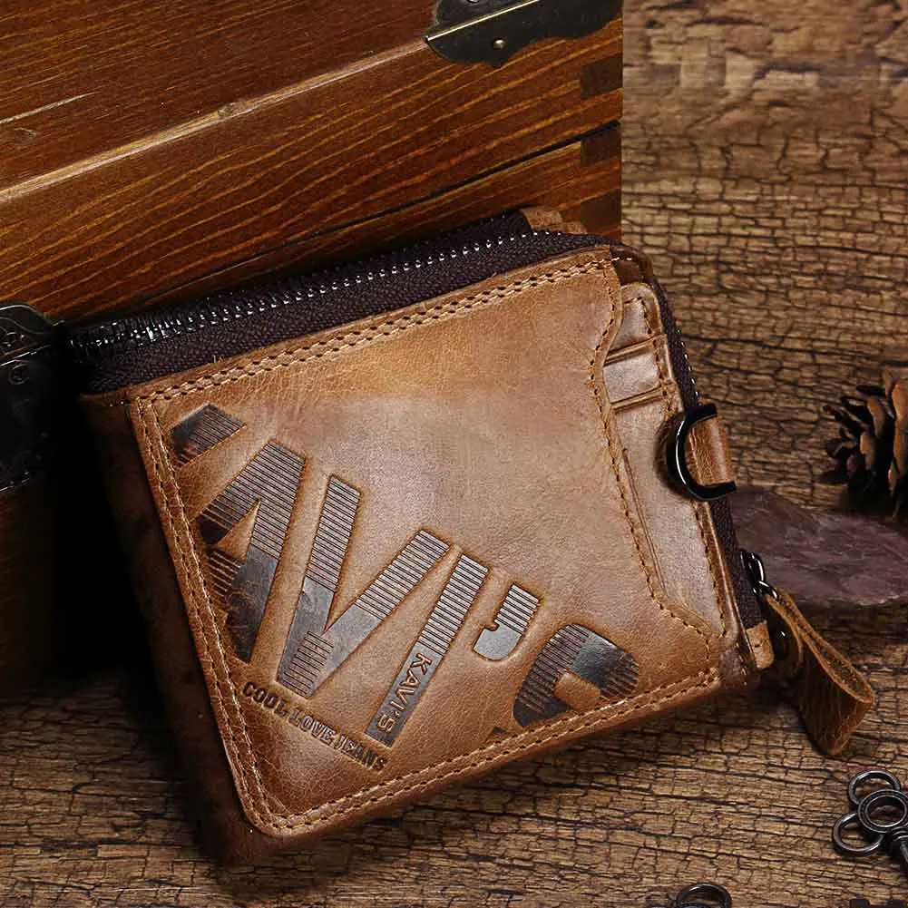 HUMERPAUL Men Wallets Crazy Horse Leather Short Coin Purse Male Cuzdan Walet Portomonee PORTFOLIO Casual Card Case Carteiras