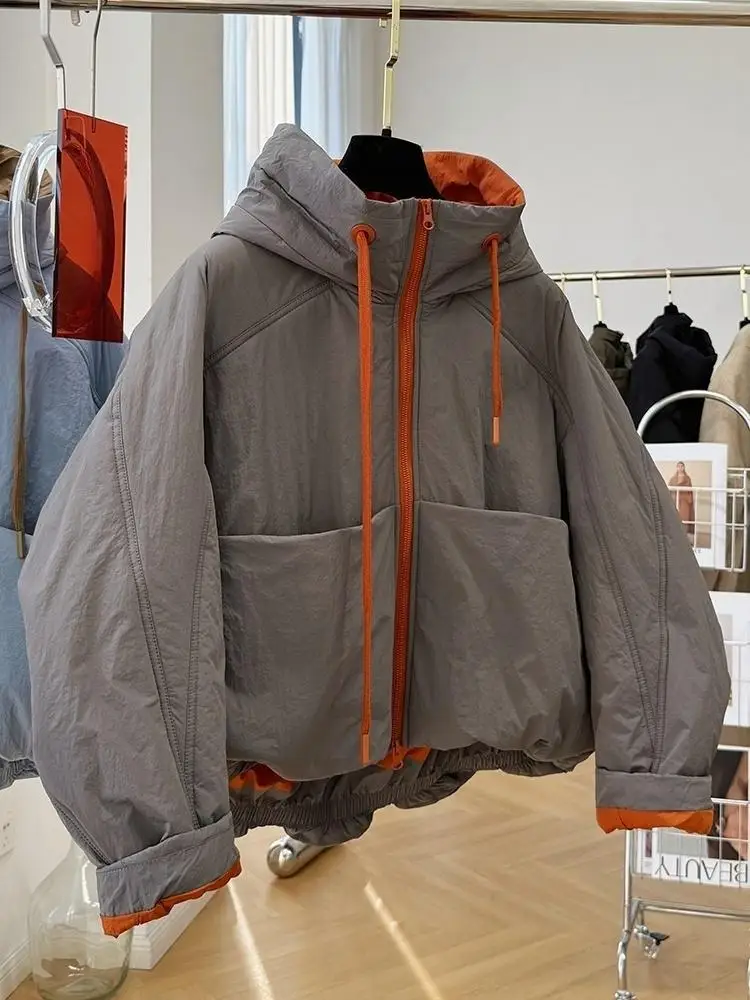 

French Style Quilted Hooded Long-Sleeved Women Cotton Jacket 2025 Autumn Winter New Women Cotton Coat Thicked Warm Outwear