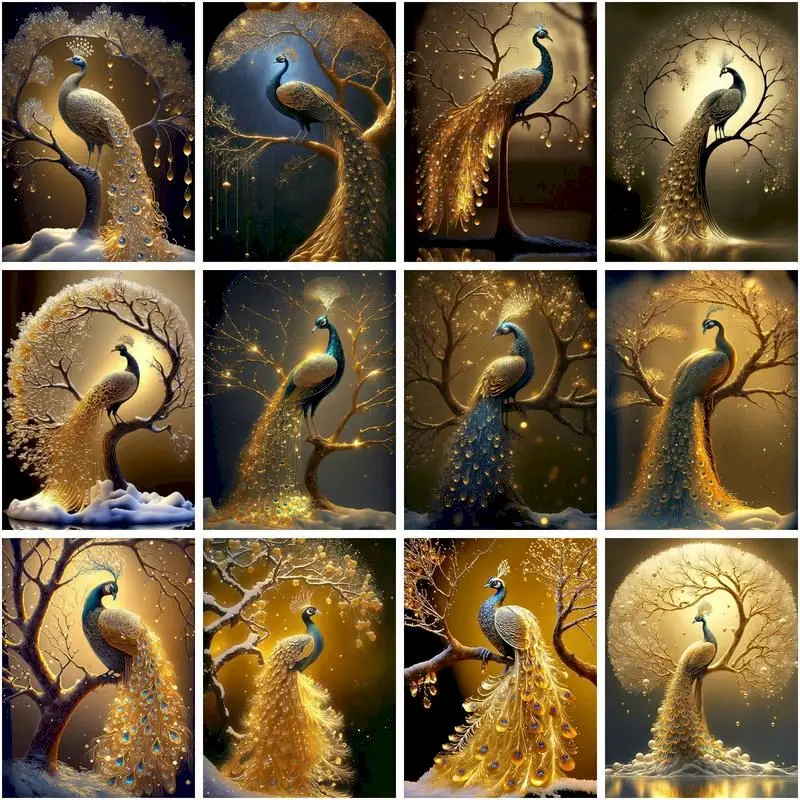 

CHENISTORY Paint By Number Peacock animal DIY Pictures By Numbers Kits Drawing On Canvas HandPainted Art Gift Home Decor