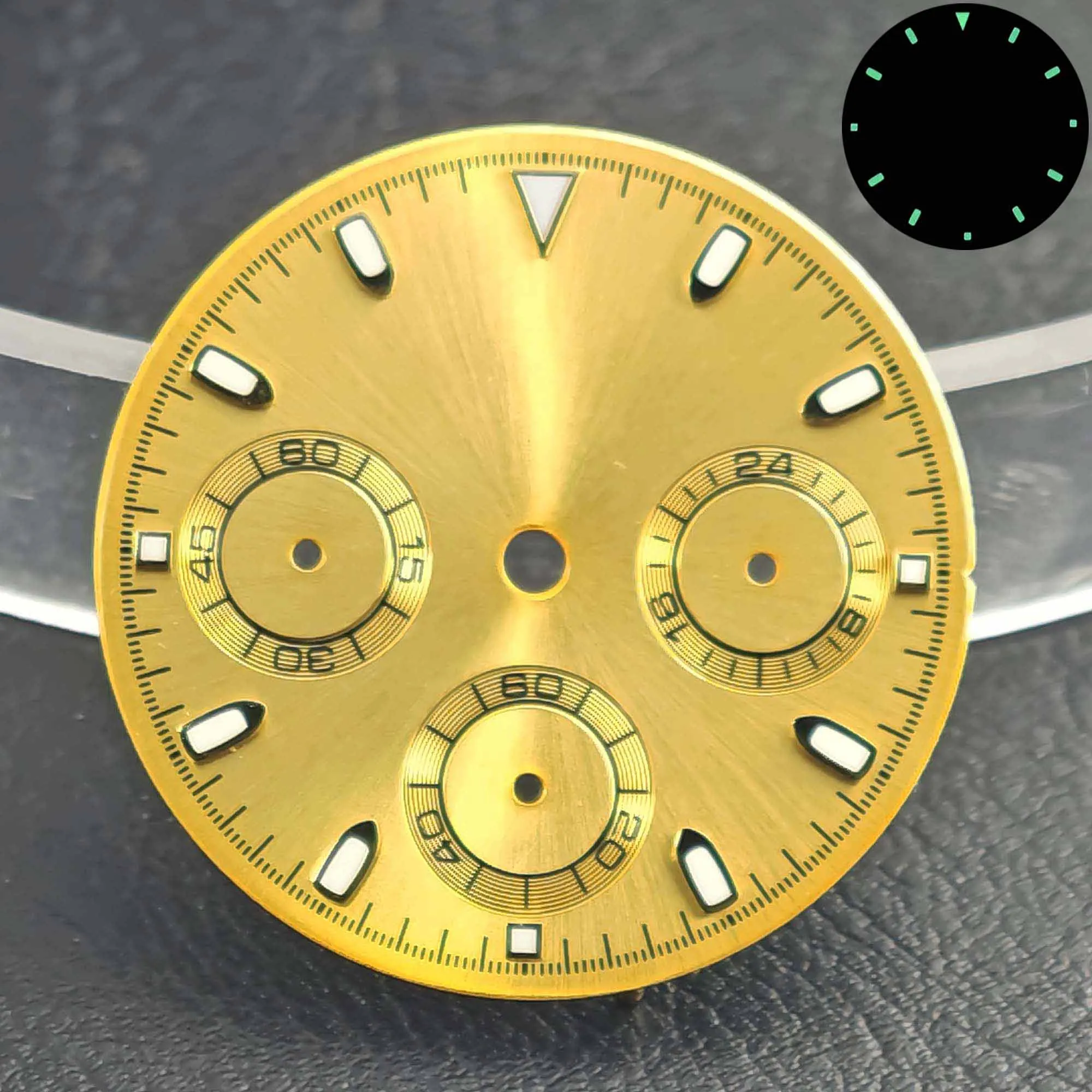 VK63 Dial Panda Dial Luminous Dial Suitable for 39mm Case Quartz Watch VK63 Movement Watch Replacement Accessories Green Luminou