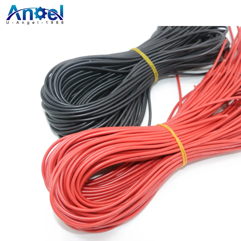 

10 Meter/Lot High Quality Wire Silicone 10 12 14 16 18 20 22 24 26 28 30AWG 5m Red And 5m Black Color