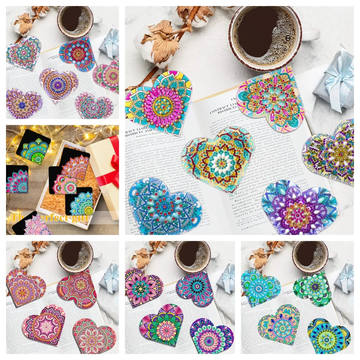 6-Piece Diamond Painting kit Bookmark Mandala Pattern PU leather Material Suitable for Painting lovers, Holiday gifts view 4
