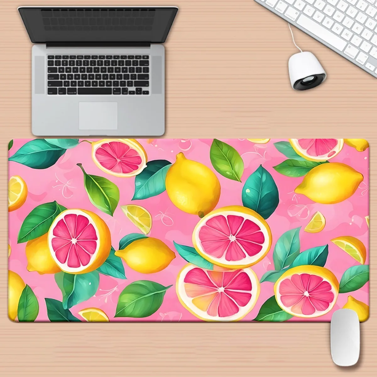 Decor XXL Pink Fruit Pattern Desk Mat Iron Art Decor Non Slip Rubber Base Gaming Office Mousepad Multifunctional Desktop Ornamen