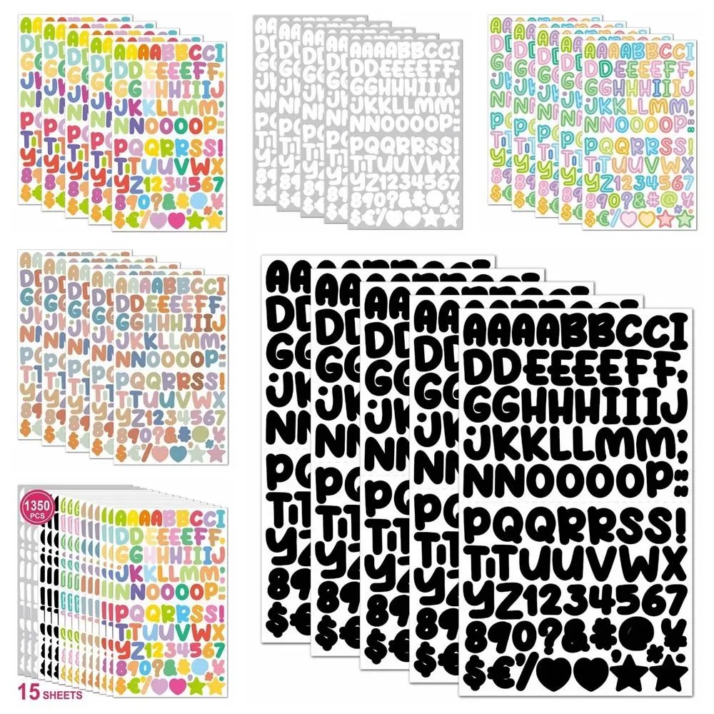 26 Letter Number Cartoon Letter Sticker 0.5 inch Cartoon Cartoon Initial Alphabet Paster Decoration Vinyl Adhesive