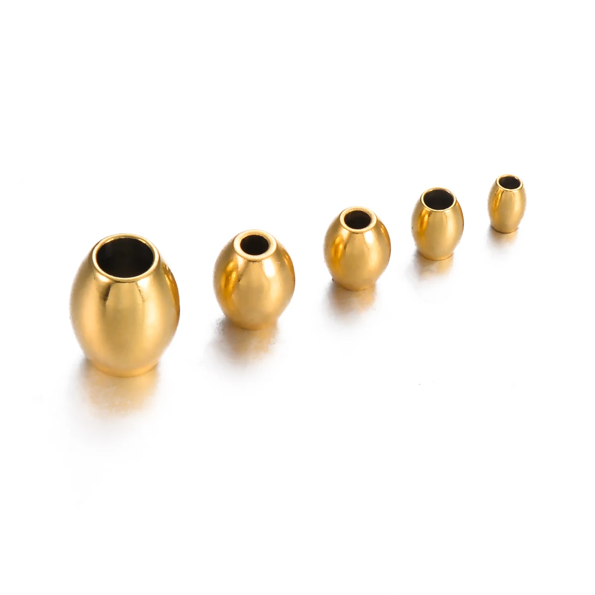 10 Uds. De cuentas ovaladas espaciadoras clásicas de acero inoxidable, amuleto de superficie lisa para hacer collares, pulseras, accesorios de joyería DIY