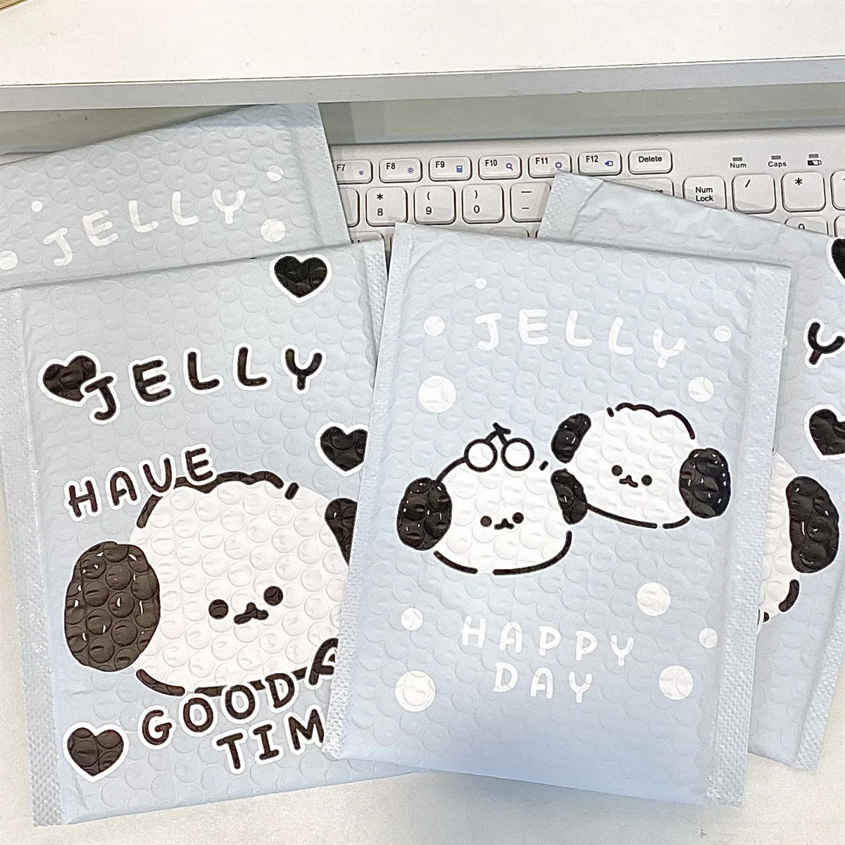 10Pcs Cute Blue Cartoon Puppy Bubble Mailer Kawaii Girl Kpop Photocard Gift Express Shockproof Packing Mail Bag for Shipping