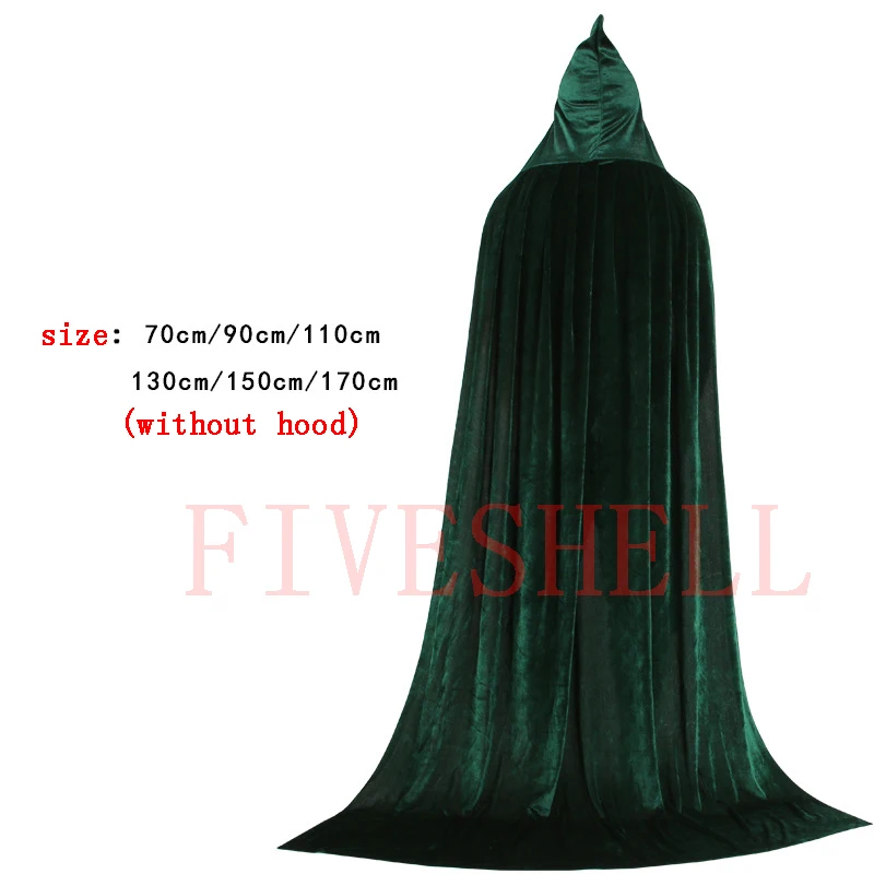 Volwassen Kinderen Halloween Fluwelen Cosplay Mantel Cape Cape Capuchon Middeleeuwse Kostuum Heks Wicca Vampier Elf Purim Carnaval Feest Mantel