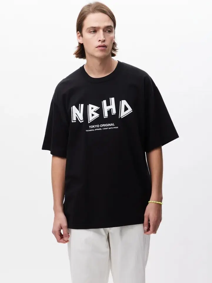 NEIGHBORHOOD Summer New Fashion Graffiti Print Couple T-Shirt, Loose Fit Casual Streetwear Top