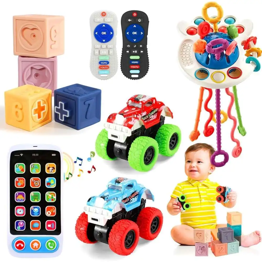 Jouets Montessori pour Bébé de 6 à 36 Mois, Chaîne de Côtes, TeWindsor, Téléphone Portable Analogique, Sensoriel, Simulation à Distance