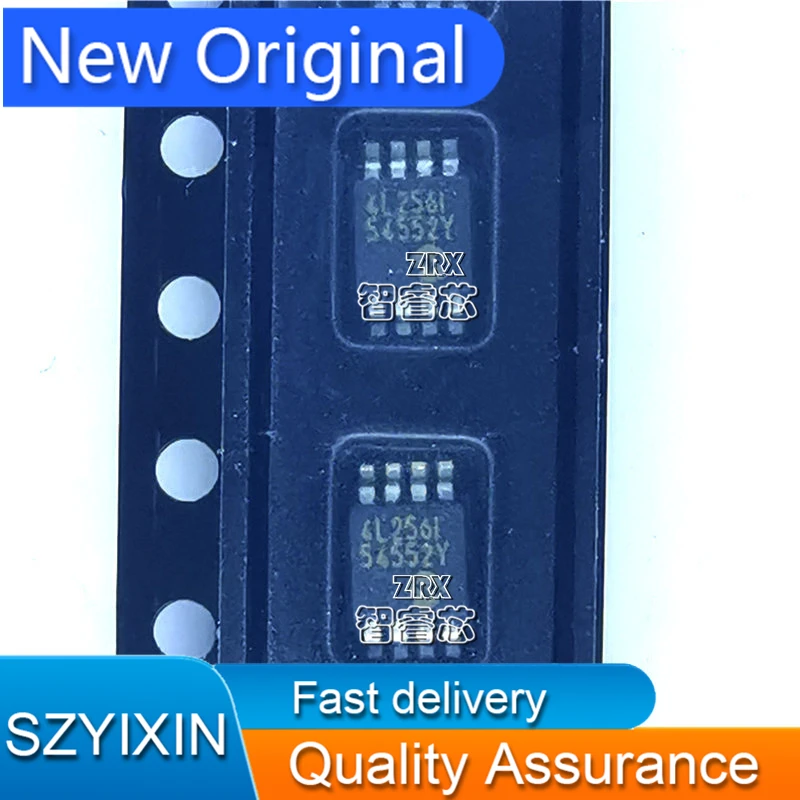 10Pcs/Lot New Original New Original Import 24LC256T-I/MS Silk Screen 4L256I MSOP8 Memory Chip