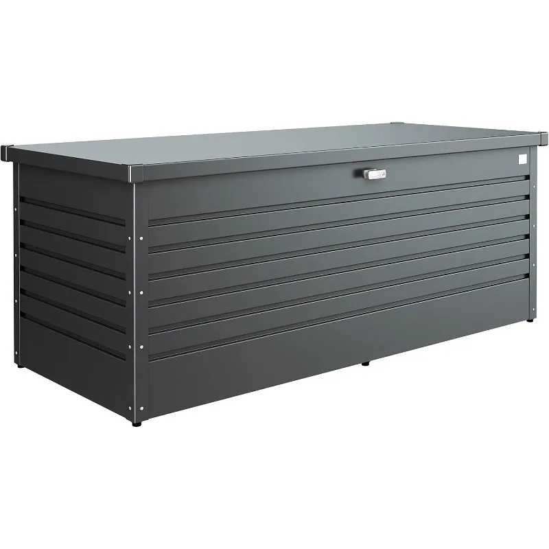 

Leisuretime 210 Gal. Steel Metallic Dark Grey 71in x 31 in x 28in Deck Box with Soft Close Hydraulic Lift (210 Gallon)