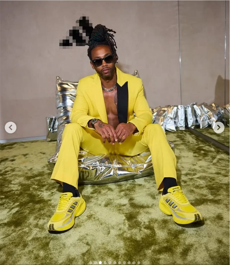 Fashion Yellow Men Suit Set 2 Piece Blazer+Pants Trousers Black Lapel Wedding Tuxedos Formal Office Jacket Prom Coat Customized