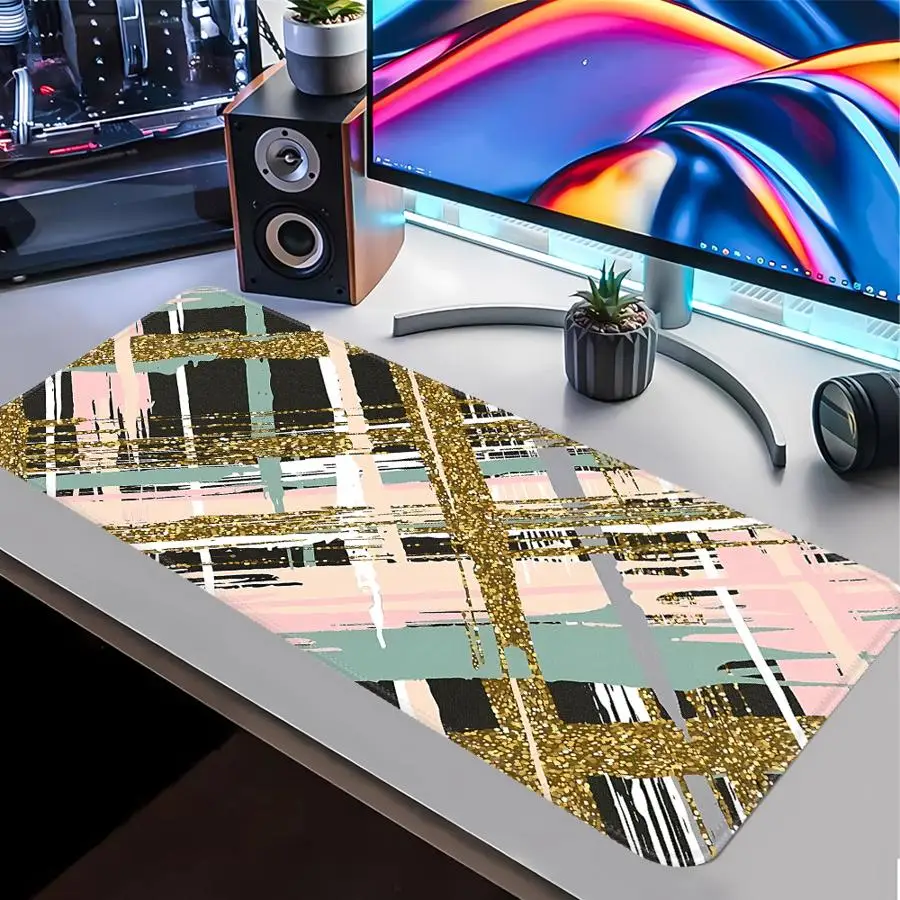 Mouse Pad Keyboard Mouse Pad Desk accessories Game Console Pad office Pad Computer Laptop Pad overlock Glitter Plaid Stripes