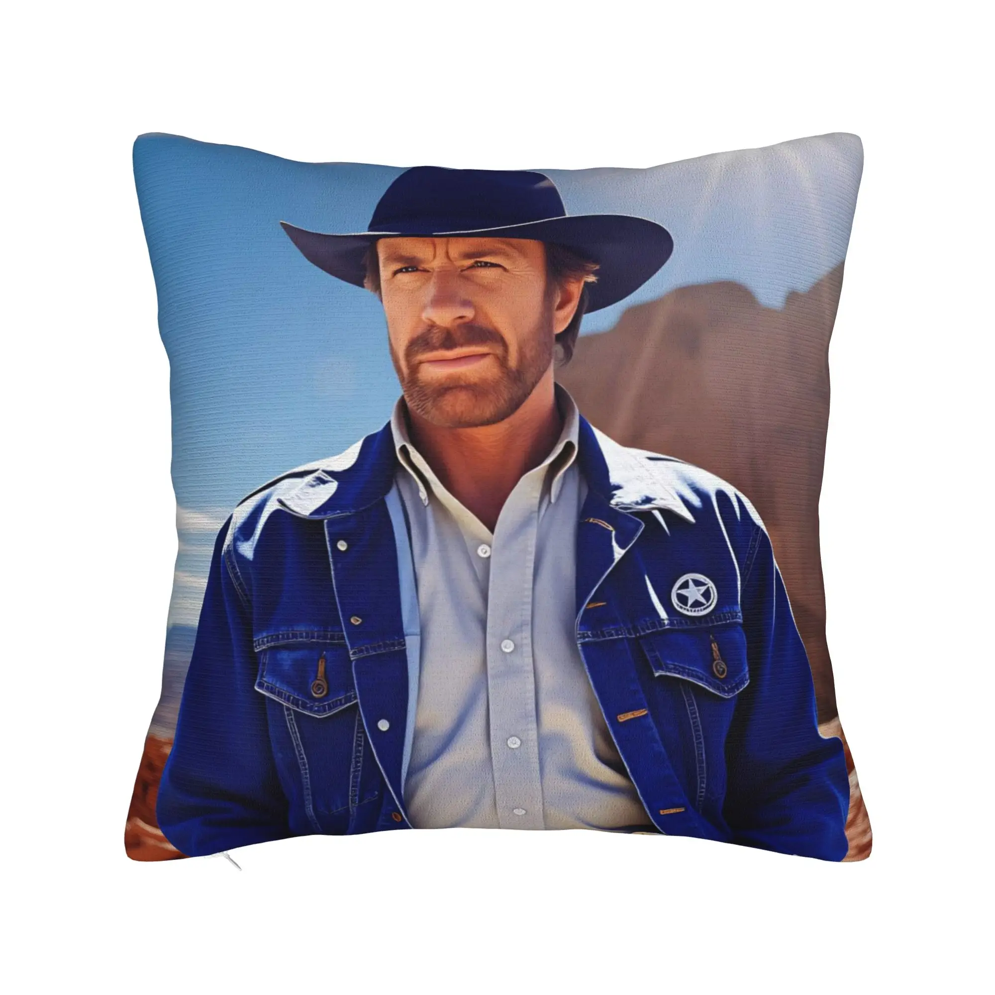 Capa de almofada com estampa de Chuck Norris Texas Ranger, capa de almofada inovadora para sala de estar, cama, cadeira, capa de almofada estampada, presente