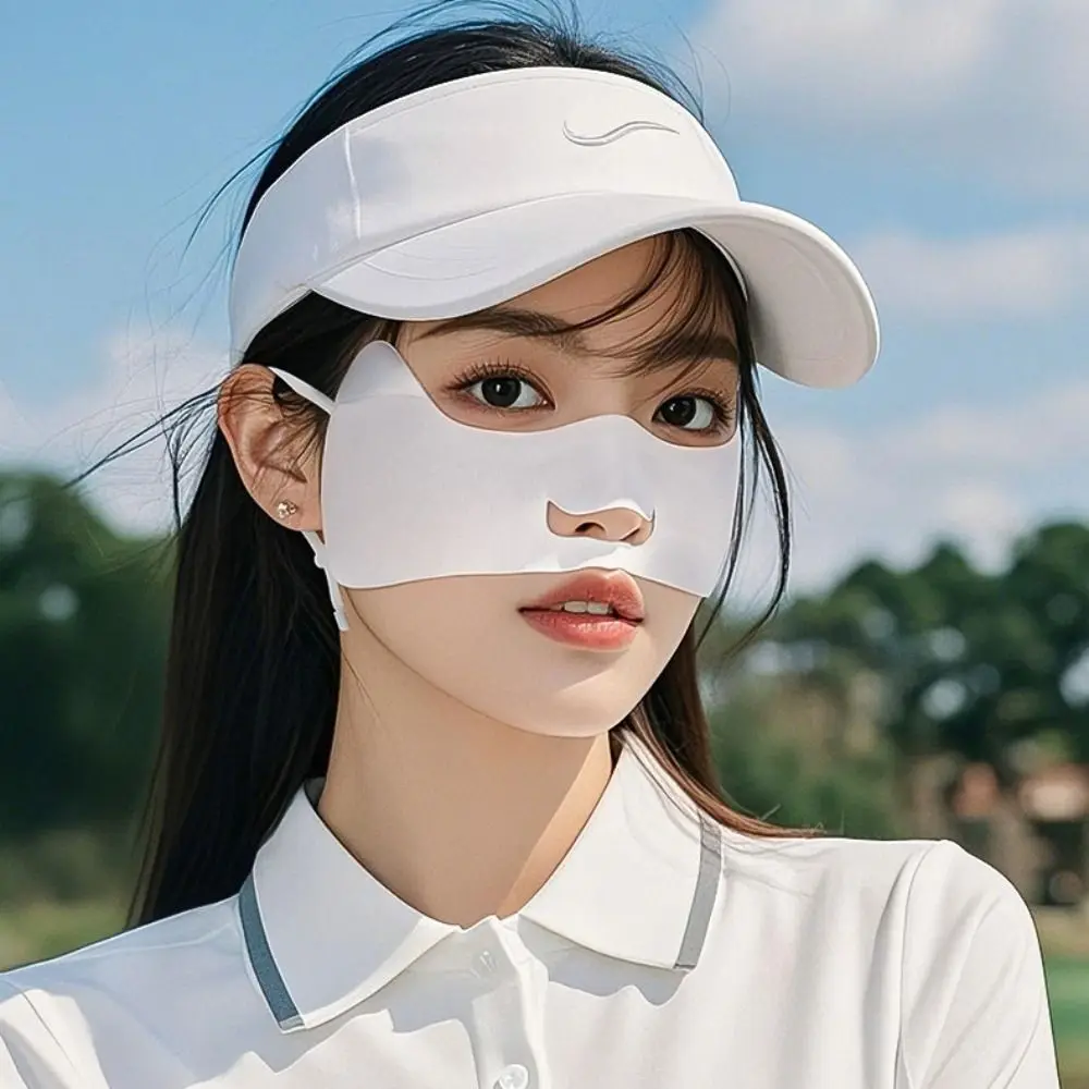 

Sunscreen Face Scarf Ice Silk Sunscreen Mask Thin Breathable Summer Face Cover Sunscreen Veil Solid Color Face Gini Mask Outdoor