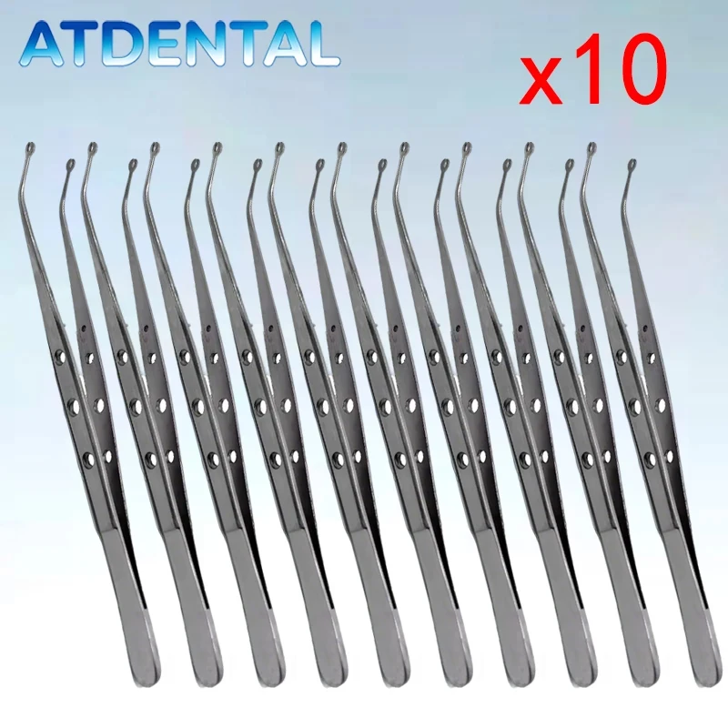 

10pcs Professional Stainless Steel Dental Suture Tweezer Single/Double Hole Tip for Precise Surgical Stitching & Operation Tool