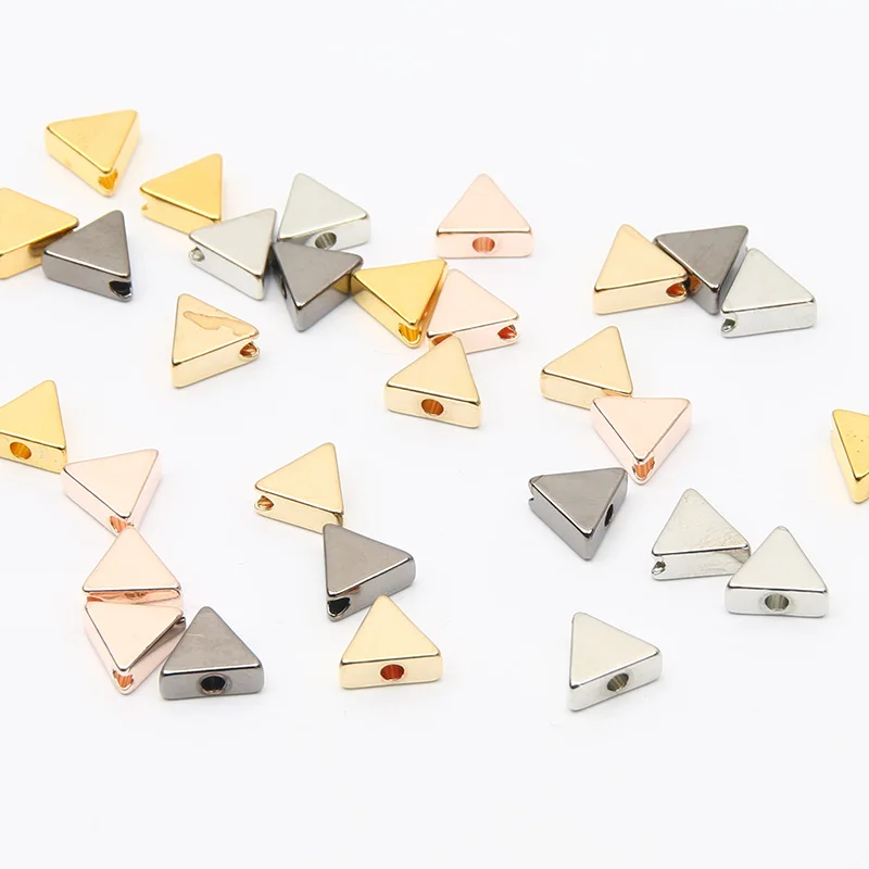 Gold Color/Silver Color Plated Metal Triangle Beads With Hole Copper Spacer Beads for Jewelry Making DIY Bracelet Accessories