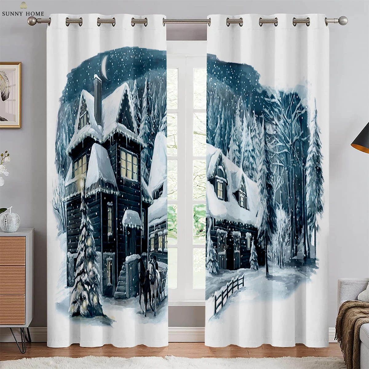 

Landscape Oil Painting Printed Curtains Blackout Heat Insulation Curtains Bedroom Living Room Kitchen Decorative Curtains