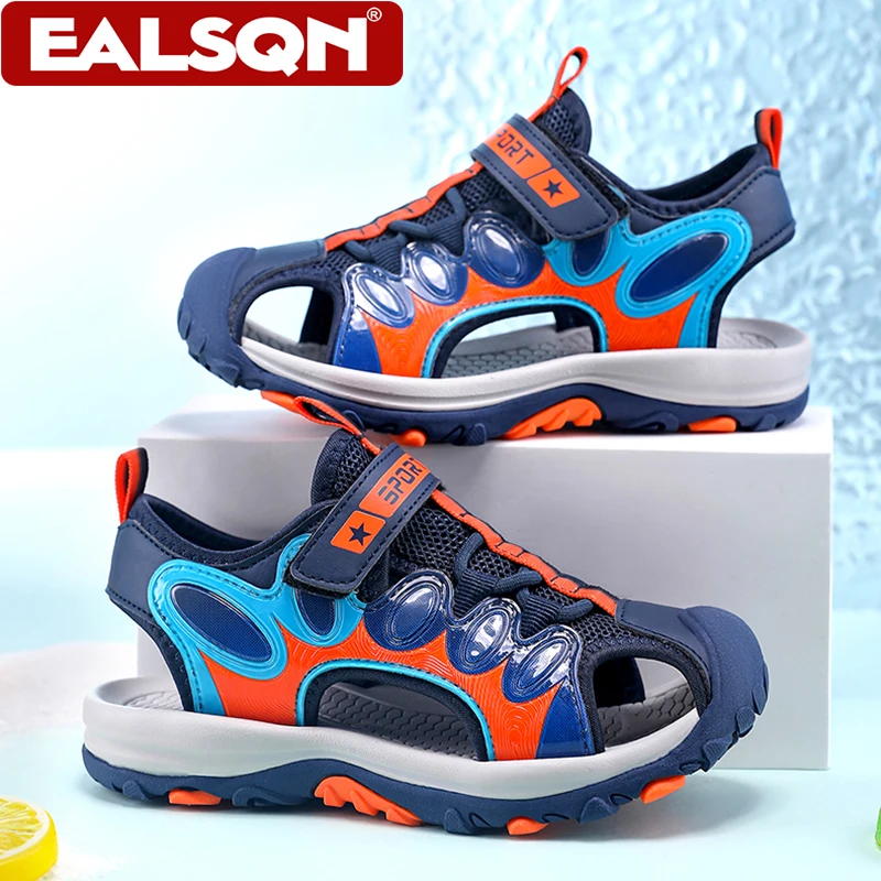 Summer Breathable Quick Dry Closed Toe Anti Collision Sandals For Kids Boys Outdoor Athletic Water Shoes Non-Slip Beach Sandals