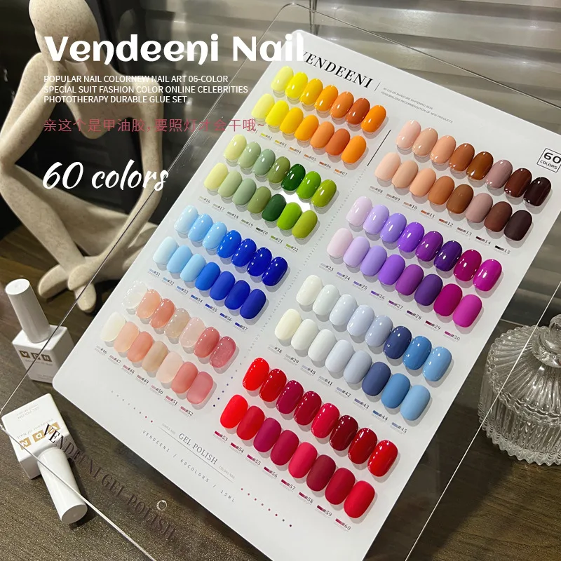 VENDEENI 60 colors Macaron Transparent color Nail gel set Nail salon 2024 New Hot sale Non-toxic UV gel Nail Art Kit Wholesale