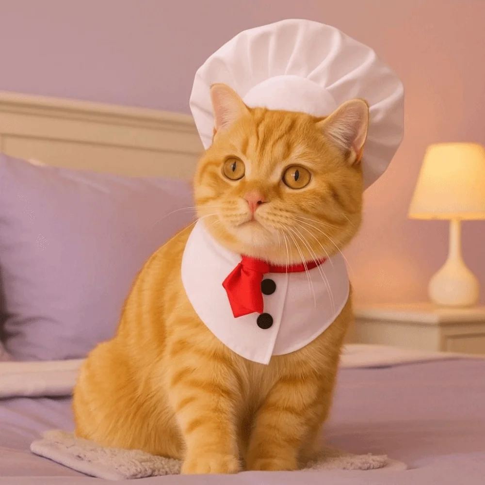 Pet Accessories Cute Pet Cooking King Hat Adjustable Stylish Cat Transformation Dress Comfortable Cat Cosplay Hat Costume Party