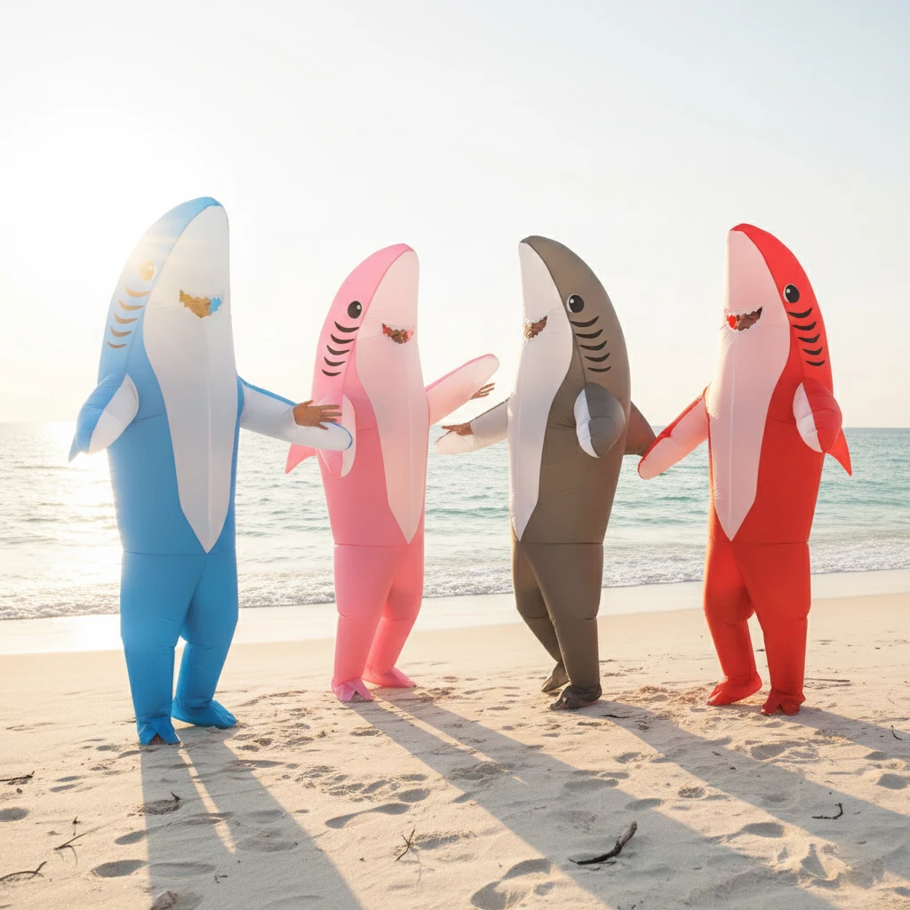 

Надувной костюм акулы для взрослых, забавный костюм животного, унисекс, наряд для косплея, надувная игрушка