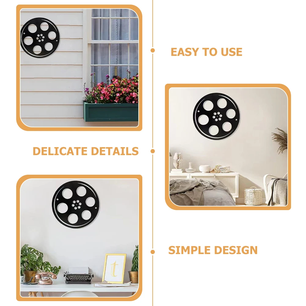 

Movie Scroll Wall Decor Hanging Cinema Film Vintage Metal Art Decoration Reel Pendant Room Theater Style Garden Supplies Fence
