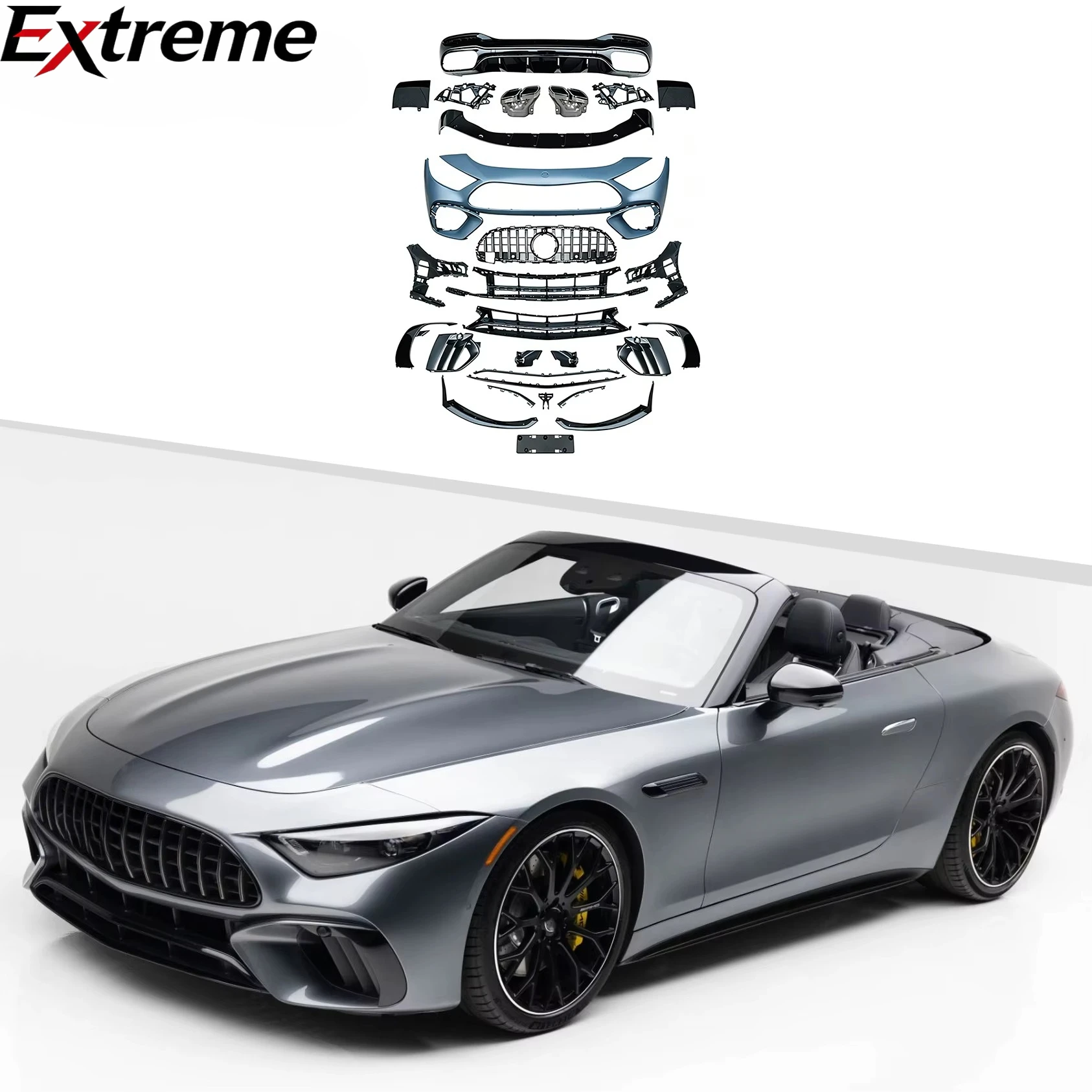 

SL63 AMG Style Body Kit for AMG SL R232 2022+ Front Bumper Rear Diffuser Side Skirts Direct Fit Unpainted ABS