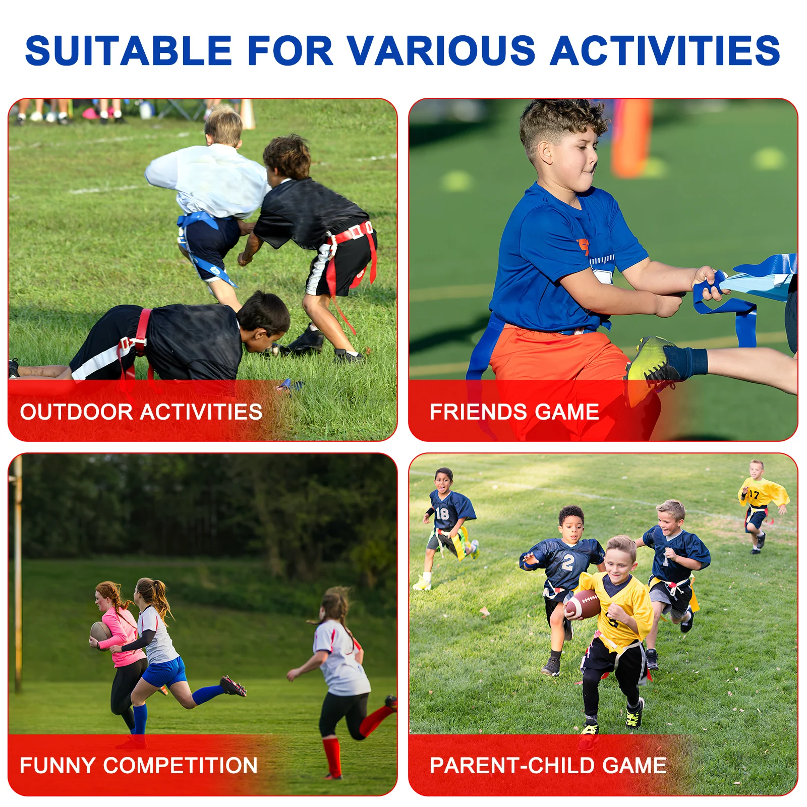 

10 Pcs Flag Suit Football Equipment for Youth Gear Belts Girl Sets Player Polyester Flags