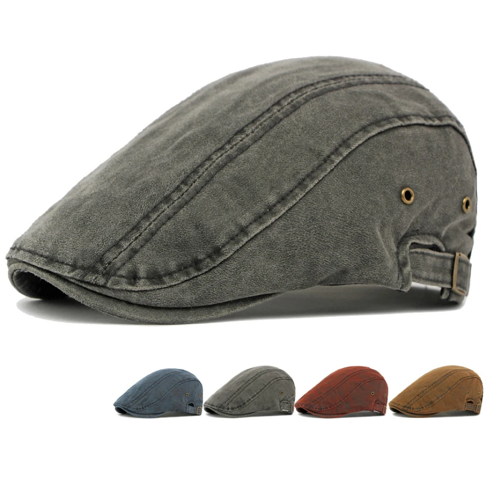 

HT4904 Beret Cap New Spring Autumn Hats for Men Women Artist Painter Beret Hat Cotton Ivy Flat Cap Male Female Adjustable Berets