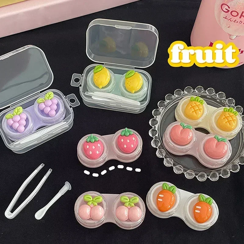 Cute Fruit Contact Lens Case Portable Mini Travel Lady Holder Storage Eye Care Container Contact Lenses Storage Box