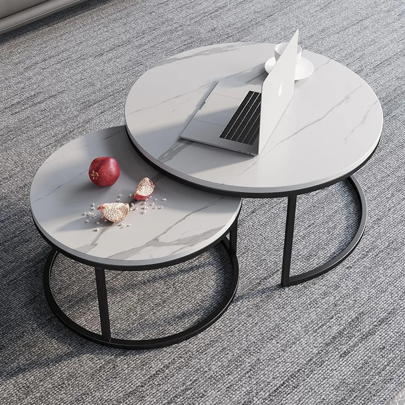 Luxury Modern Living Room Home Furniture New Design Coffee Table Rock Plate Top Sintered Stone Stainless Steel