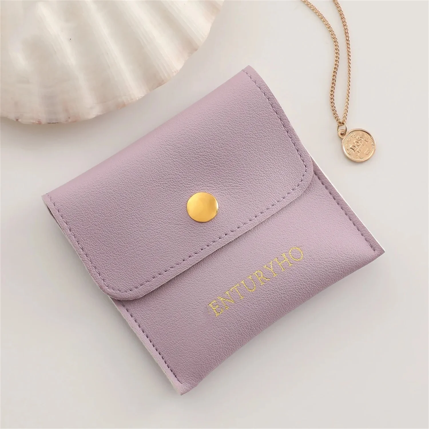 

50 8×8cm pcs Custom Jewelry Packaging Bags Faux Leather Snap Bags Custom Logo Envelope Bags Flap Leather Bags Embossed Logo Mult