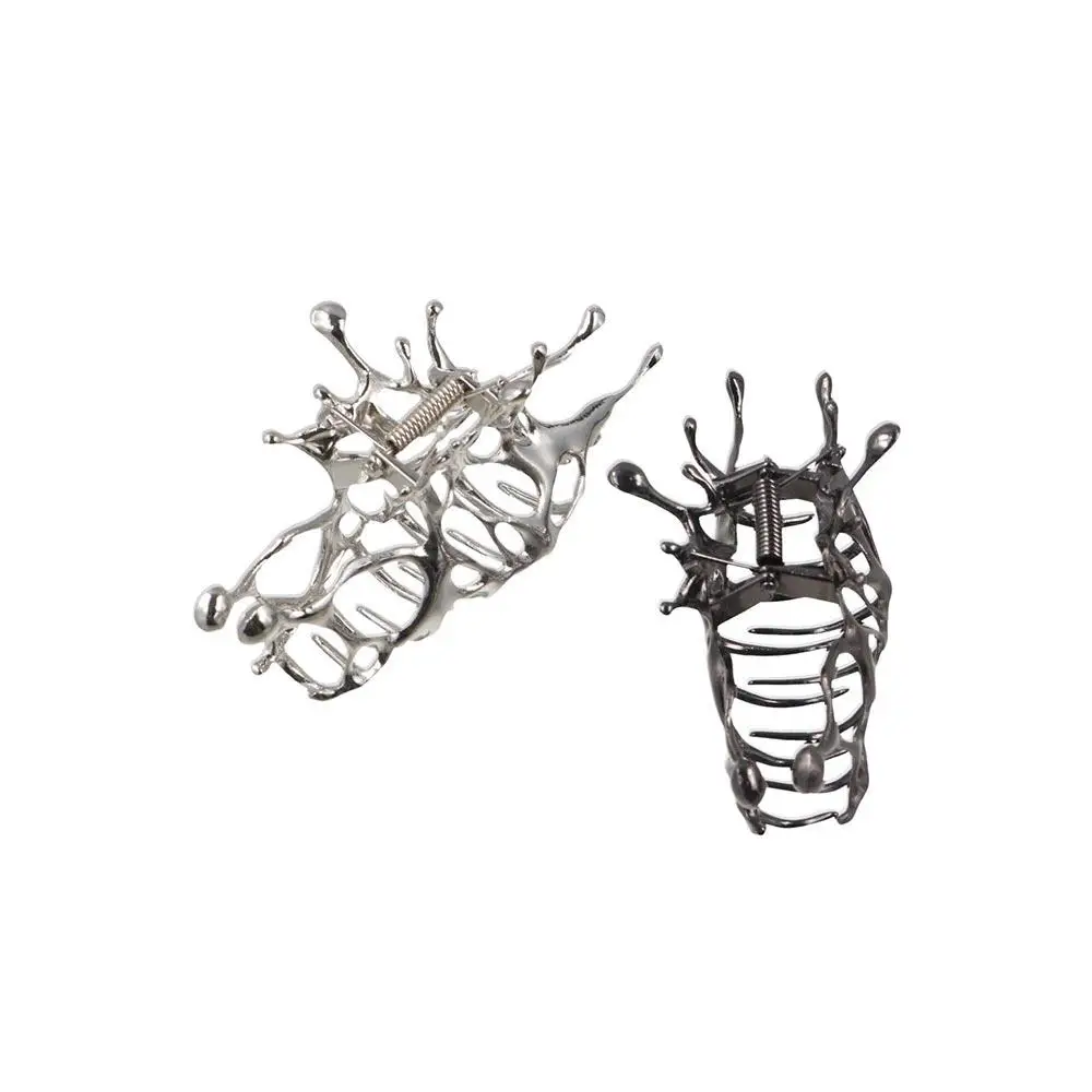 Elegamt سبيكة هندسية مخلب كليب Y2k الهندسة الفضة الشعر كراب كليب ذيل حصان حامل الكورية نمط هدية