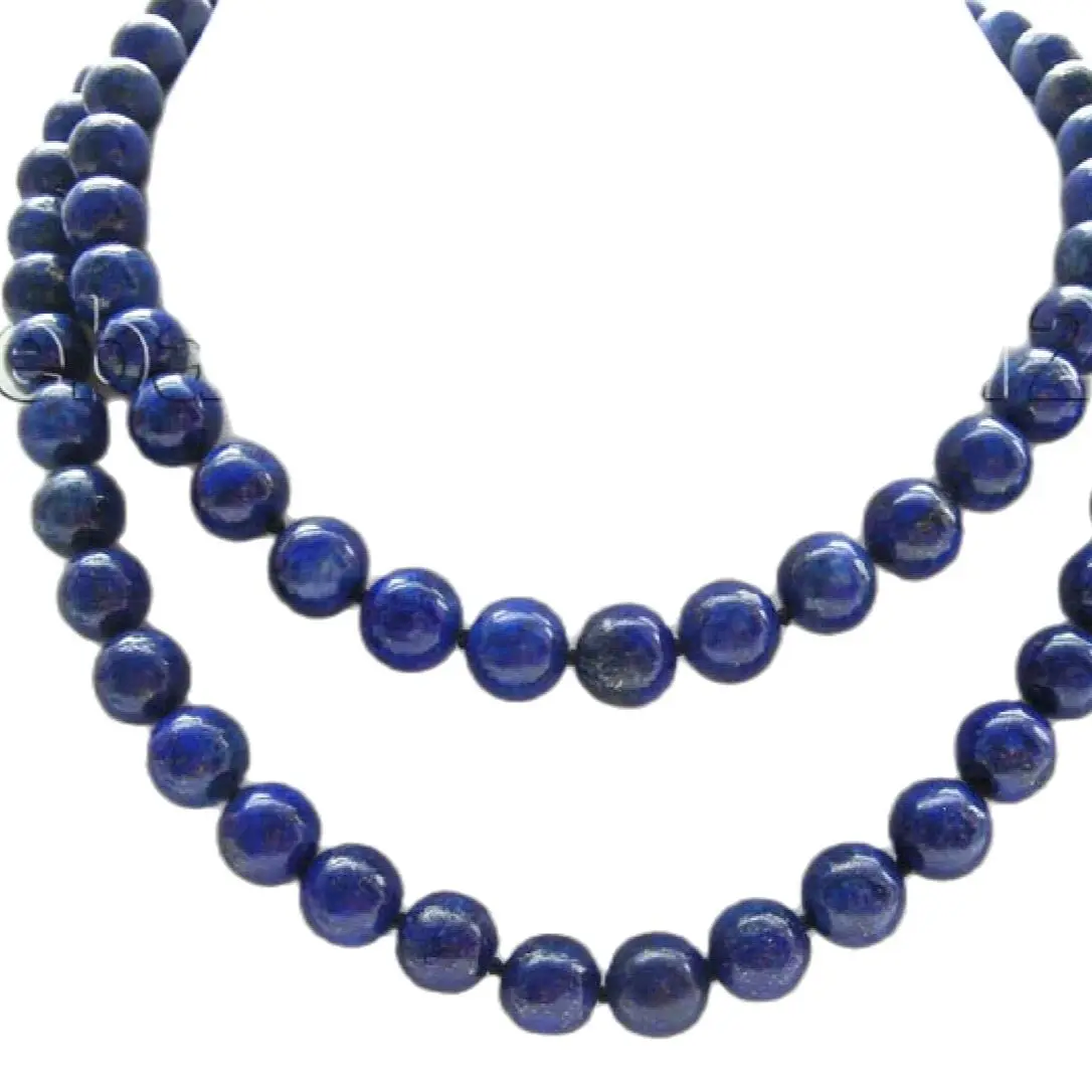 

33" Genuine Natural 10mm Blue Lapis Lazuli Necklace KGP