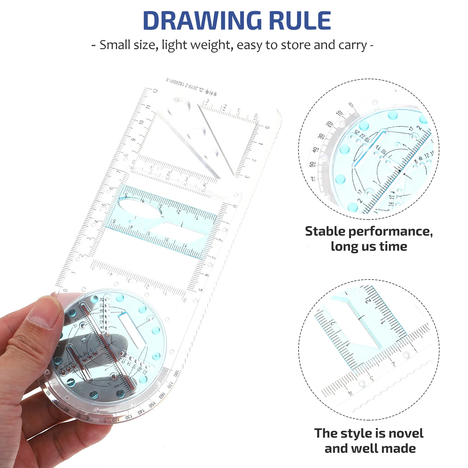 2 قطعة موازين رسم للطلاب قالب هندسي بلاستيكي متعدد الأغراض لوازم الرسم أدوات القياس قوالب التصميم #5