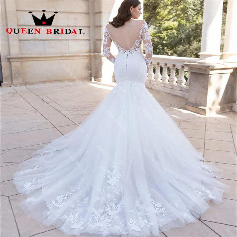女性用長袖ウェディングドレス,Vネック,アップリケ付き,ホルター,マーメイドスタイル,セクシー,カスタム,d86c,2023