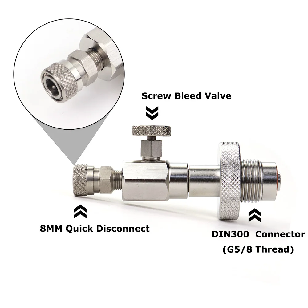 Din300 (5/8BSP Connector) Fill Station With Foster Quick Disconnect Big Bottle To Small Bottle Charging Adapter