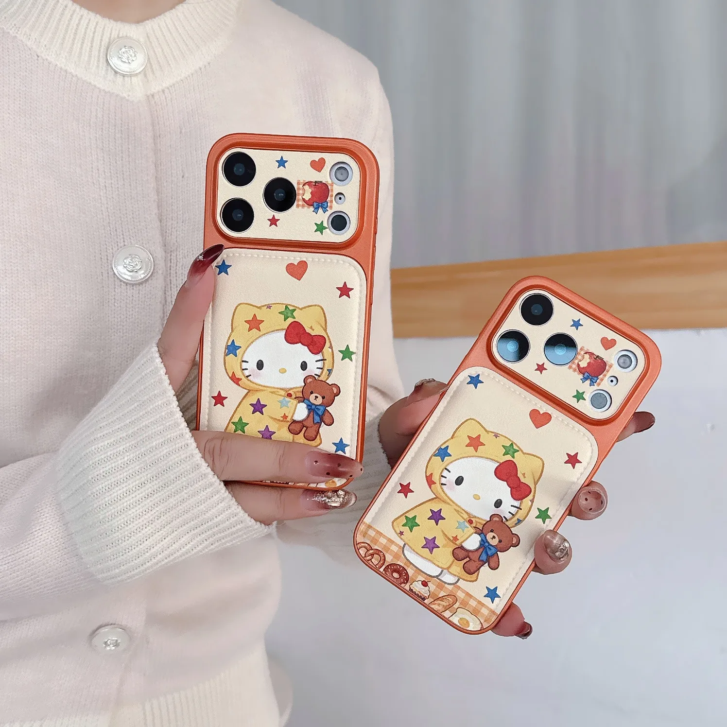 

Korean INS Leather Star Kitty Cat Fashion Phone Case for iPhone 17 Pro 13 14 15 16 Pro Max Fundas Cartoon Cases Protective Cover
